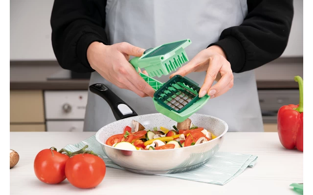 Nicer Dicer Quick Professional Set Gemüseschneider 12 Teilig Grün 2 Nicer Dicer Quick Professional Set Gemüseschneider 12 Teilig Grün – Bild 2