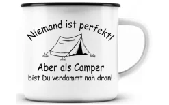 Just Camper Emaille Tasse Niemand Ist Perfekt