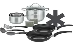 Elo Basic Horizon Topf Und Pfannenset 10 Teilig Silber Schwarz