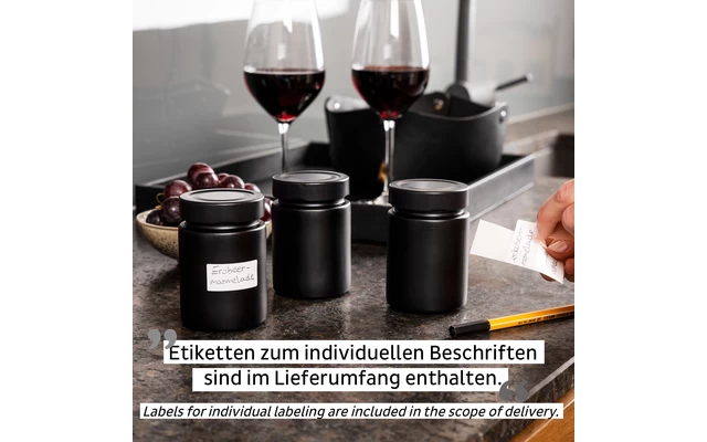 Silwy® Feinkost-Magnetgläser ALL BLACK (192 Ml) 3er-Set Inkl. Metallleiste 3 Silwy® Feinkost-Magnetgläser ALL BLACK (192 Ml) 3er-Set Inkl. Metallleiste – Bild 3