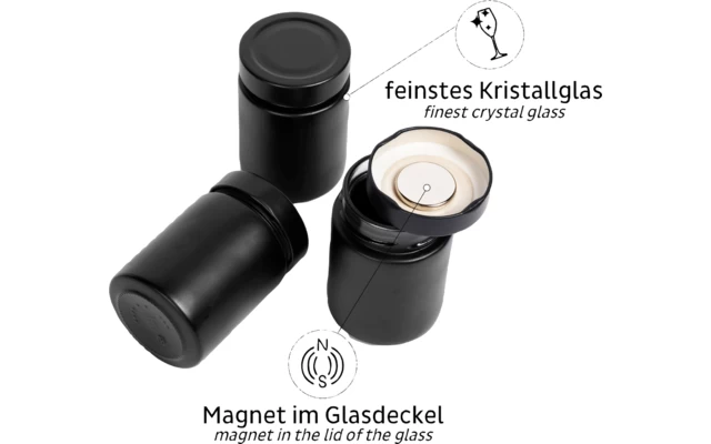 Silwy® Feinkost-Magnetgläser ALL BLACK (192 Ml) 3er-Set Inkl. Metallleiste 2 Silwy® Feinkost-Magnetgläser ALL BLACK (192 Ml) 3er-Set Inkl. Metallleiste – Bild 2